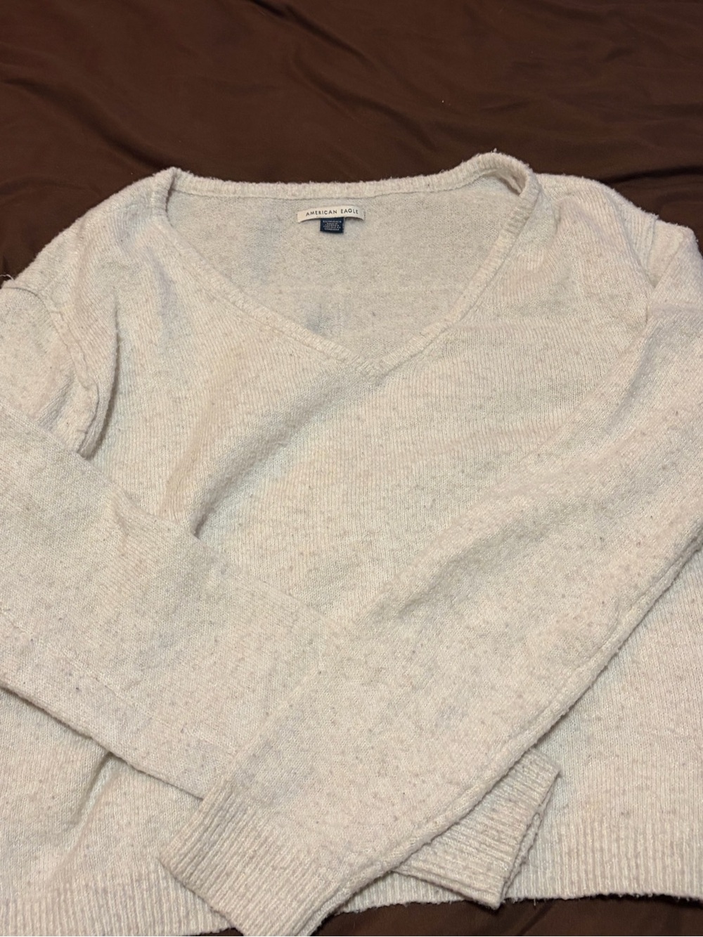 American Eagle Outfitters Cream V-Neck Sweater
